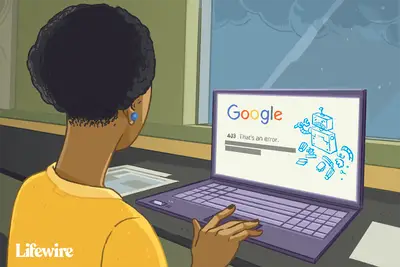 Ilustração de uma pessoa e um laptop com um erro 403 na tela