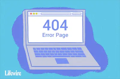 Ilustração de um laptop com a página de erro 404 na tela