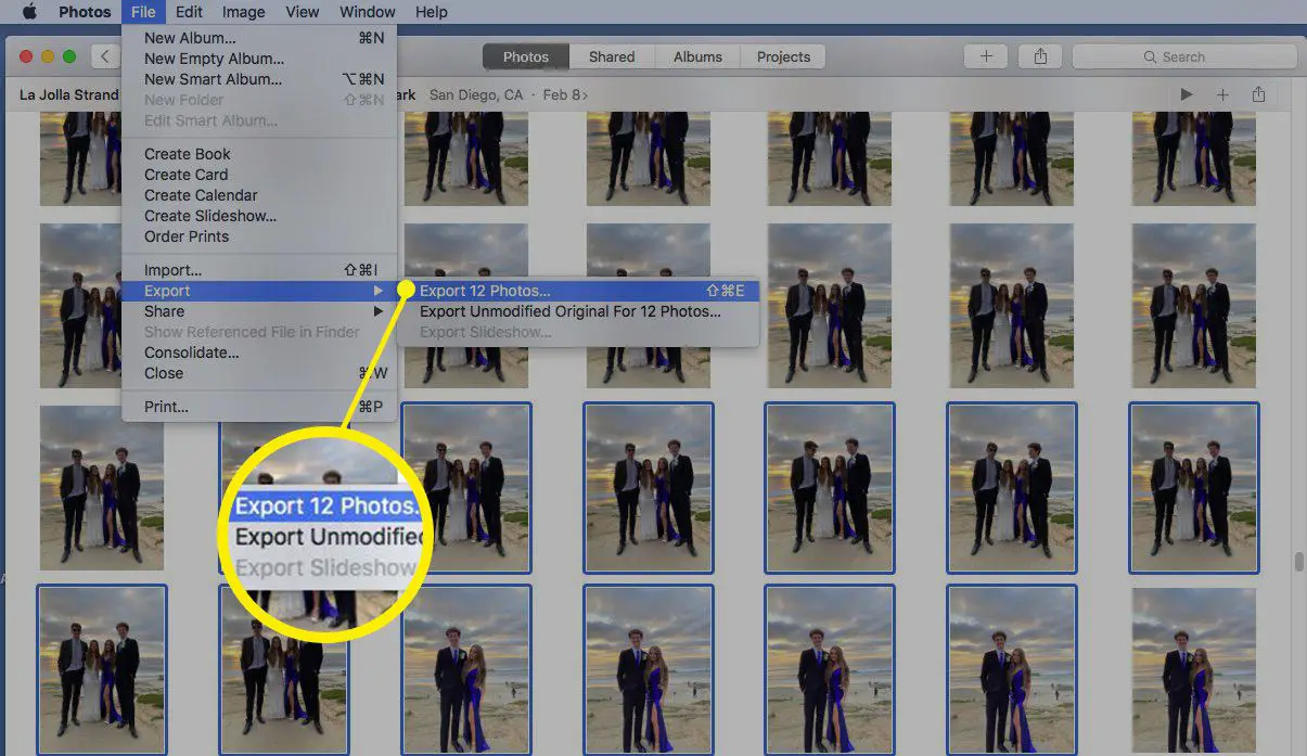 Captura de tela da exportação de imagens para a nova biblioteca de fotos