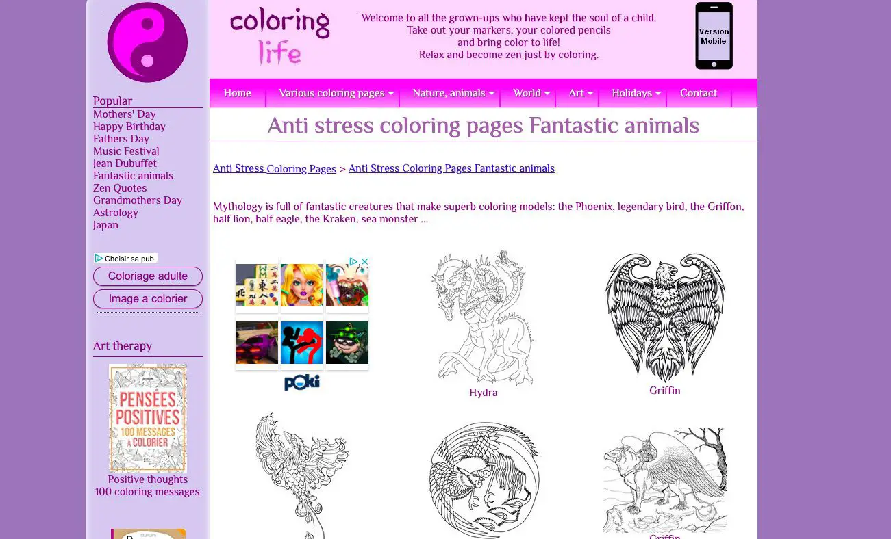Desenhos para colorir anti-stress para adultos Coloring Life