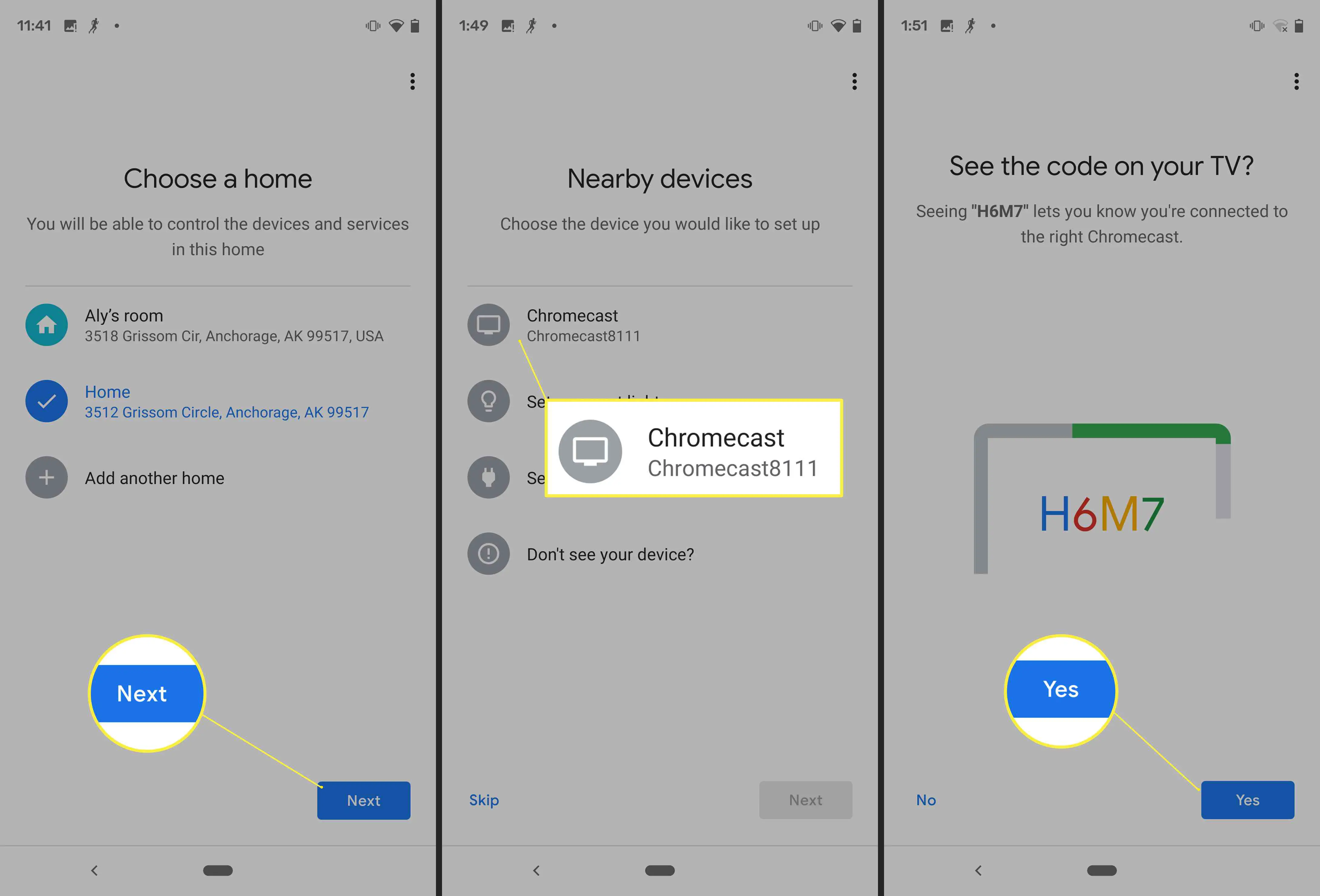 Encontrar e escolher um dispositivo no Google Home