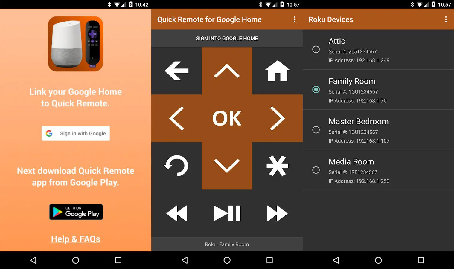 Vinculando o Google Home ao Android Quick Remote App