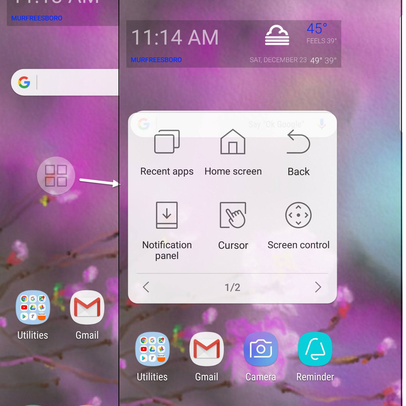 O menu do Samsung Assistant permite acesso direto a alguns dos recursos mais usados ​​do seu Galaxy Note 8.