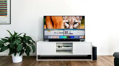 Samsung Web Browser na TV em uma sala de estar