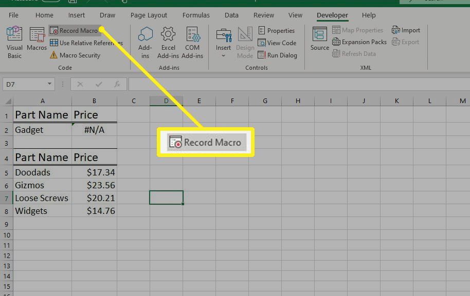 Botão Gravar Macro no Excel