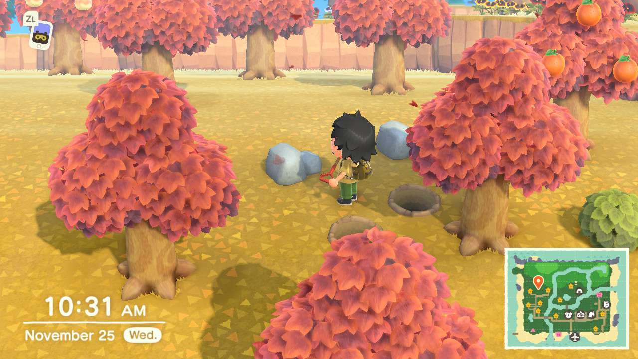 Personagem de Animal Crossing fazendo truque de pá