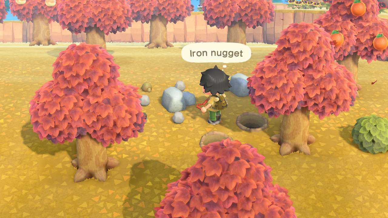 O personagem de Animal Crossing obtém o máximo de recursos de uma rocha