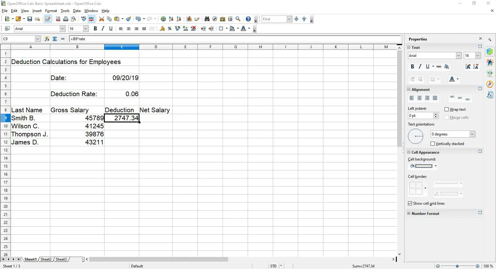 Os resultados da fórmula de taxa no OpenOffice Calc.