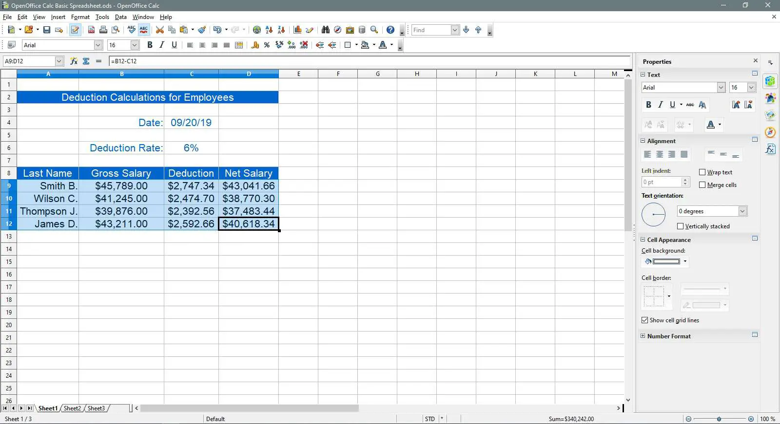 Selecionando os dados a serem alterados para azul celeste no OpenOffice Calc.