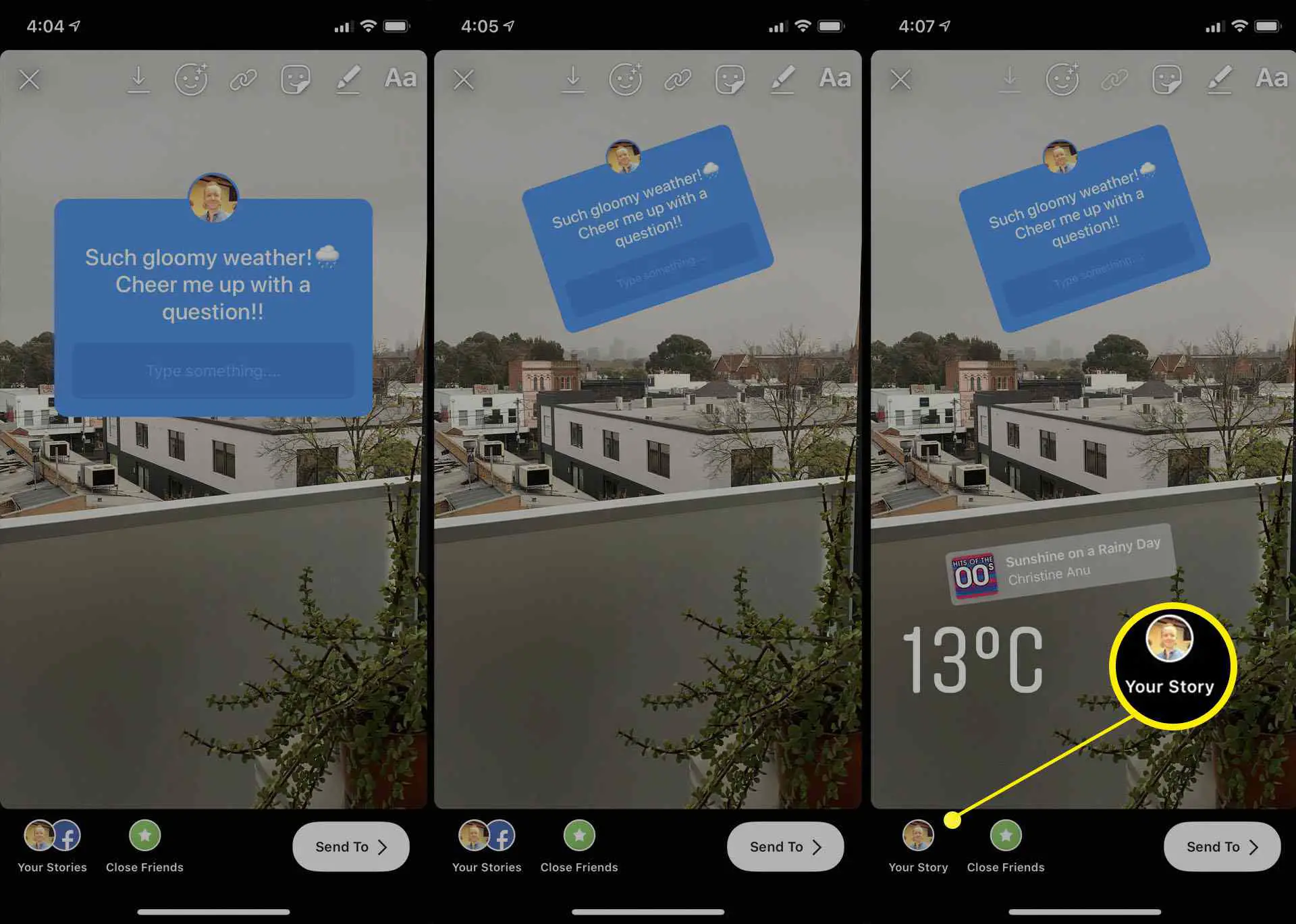 Usando o adesivo de perguntas Instagram Stories no aplicativo iOS Instagram no iPhone.