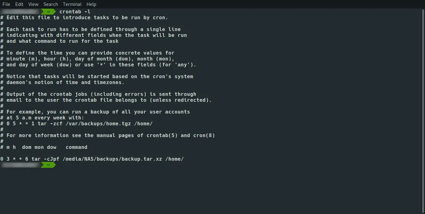 Lista de crontab do Linux