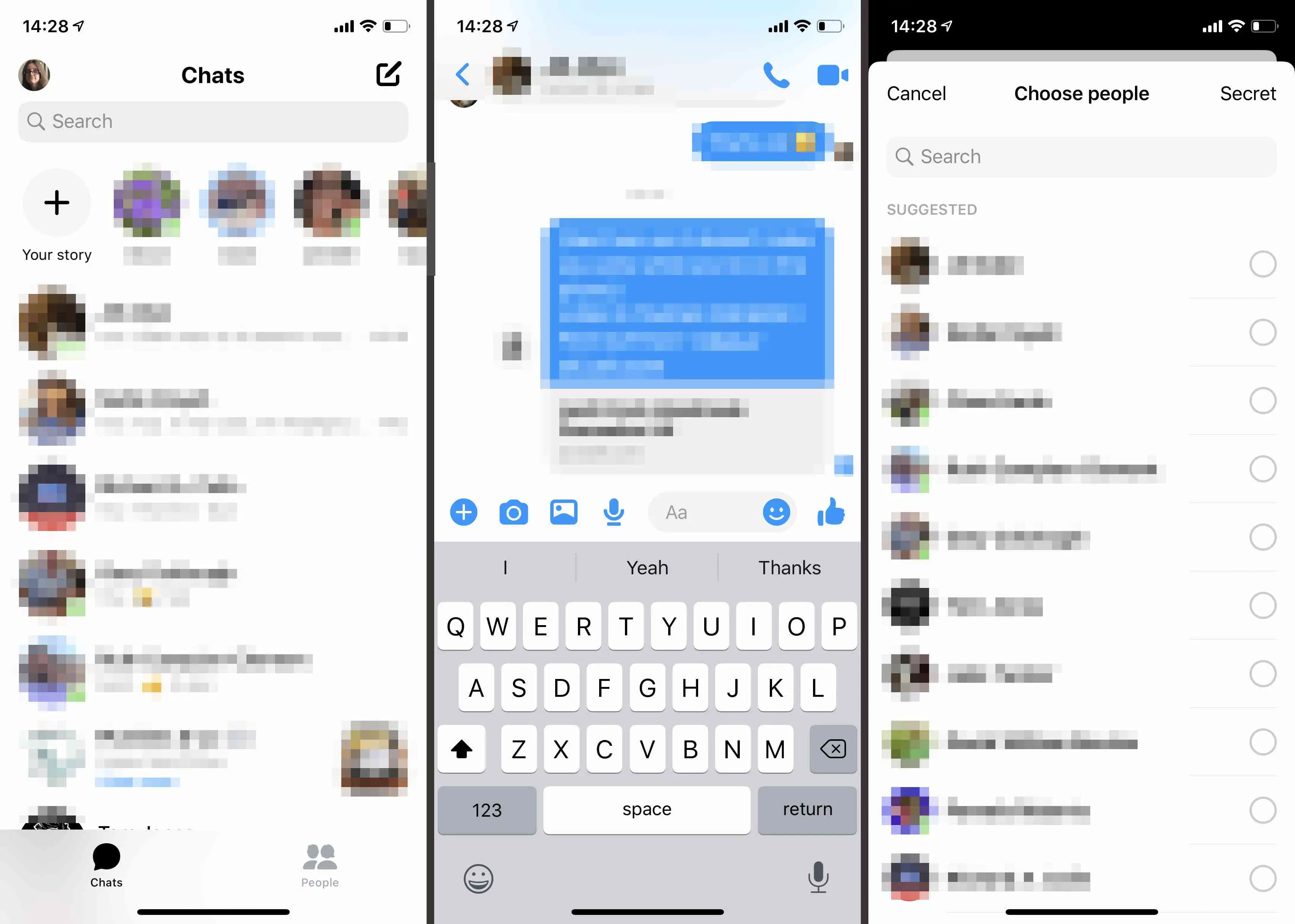Aplicativo Facebook Messenger no iOS