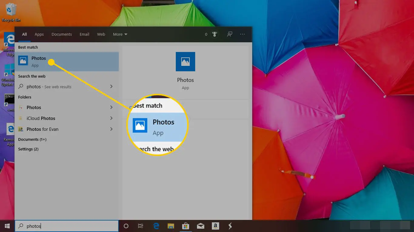 Aplicativo de fotos no Windows 10