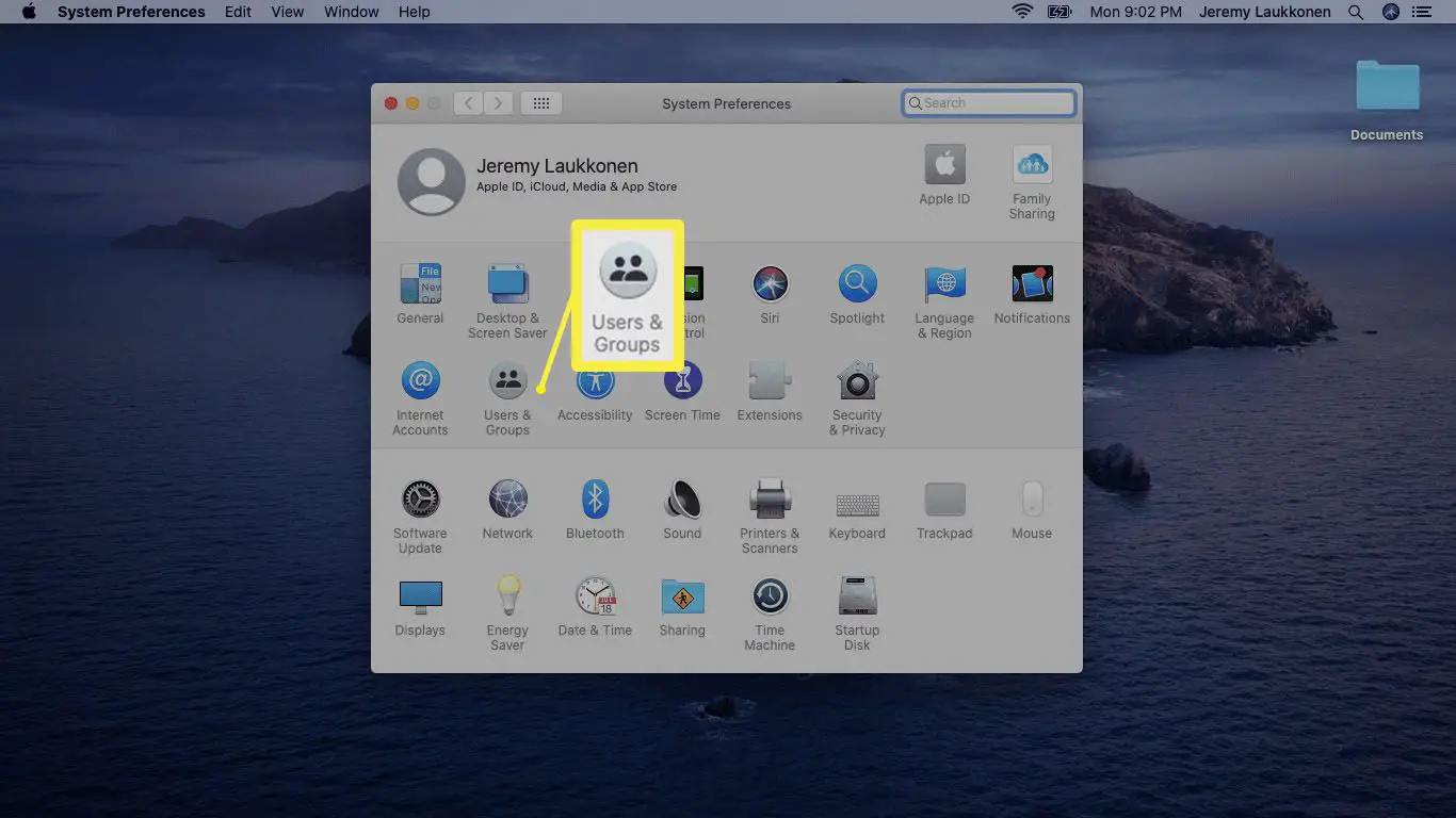 Uma captura de tela do menu de Preferências do sistema do macOS.