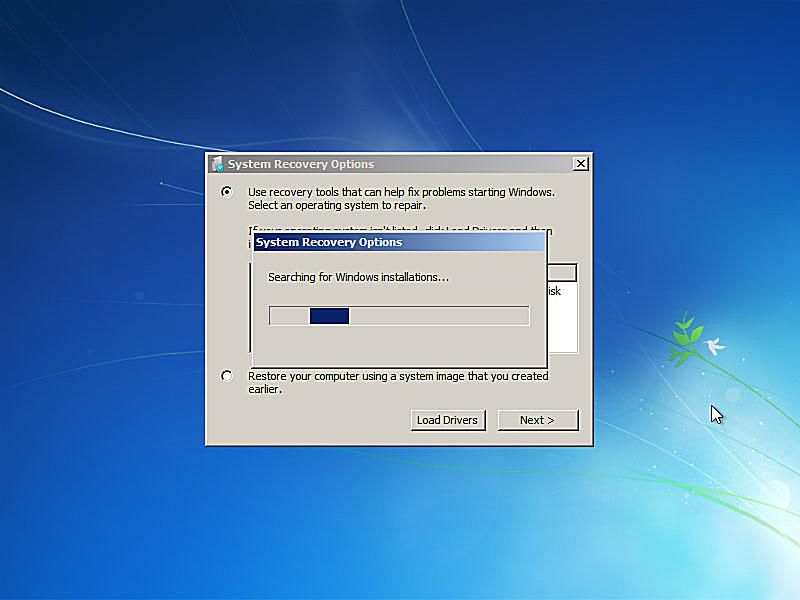 Uma captura de tela do reparo de inicialização do Windows 7