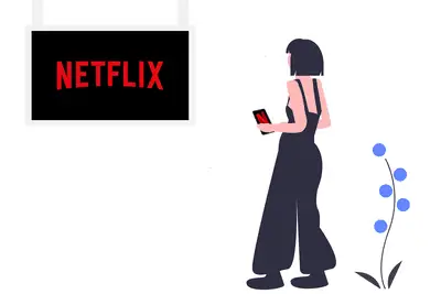 Mulher jogando Netflix do telefone para o projetor