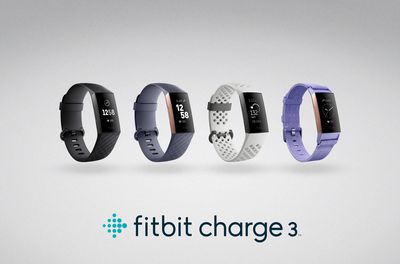 Família de rastreadores de fitness Fibit Charge 3.