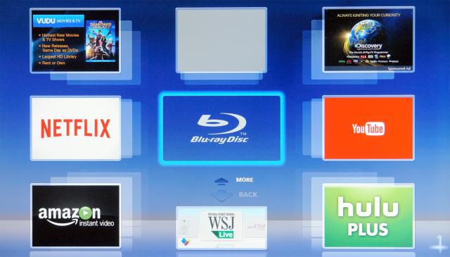 Panasonic DMP-BDT360 3D e reprodutor de disco Blu-ray de rede - Foto do menu de streaming da Internet