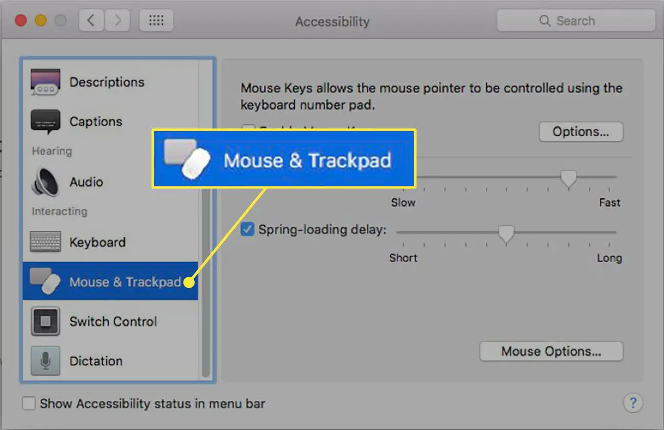 O título do Mouse e Trackpad