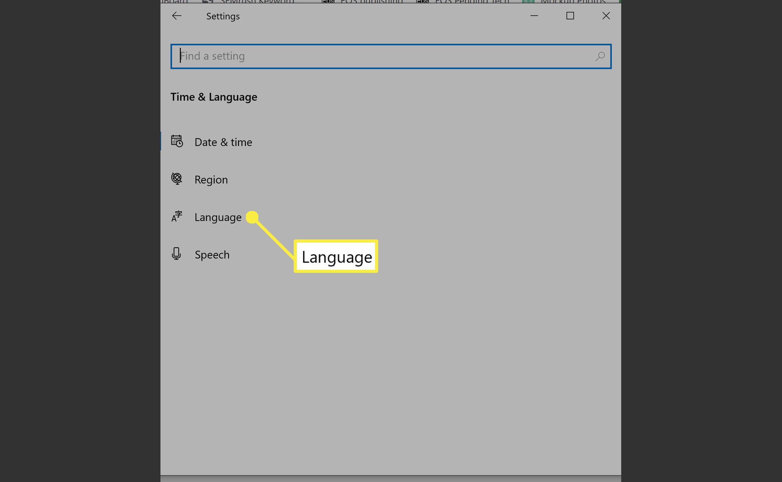 Instalando um idioma no Windows 10.