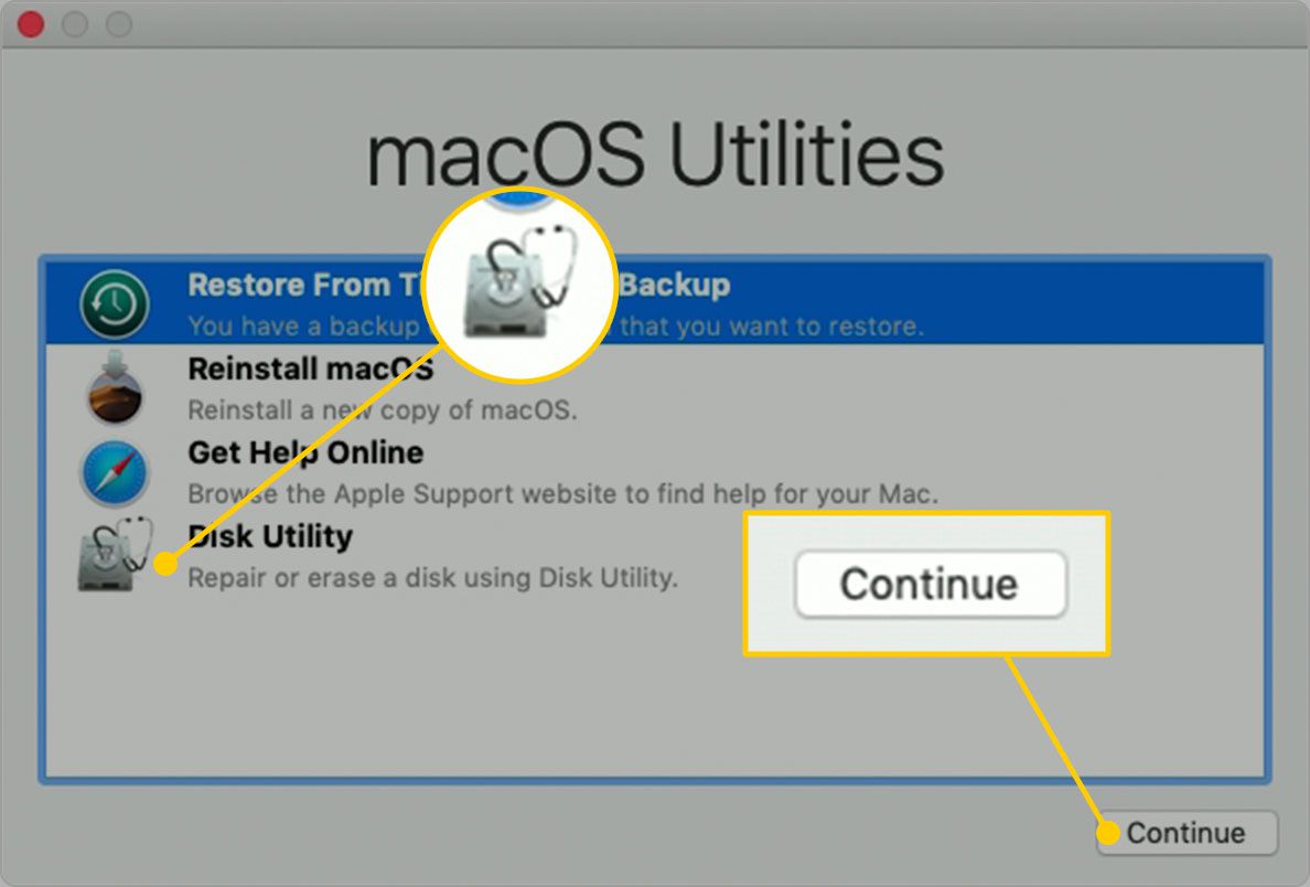 Utilitário de disco no macOS Utilities