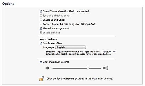 Configurando as opções do seu iPod shuffle
