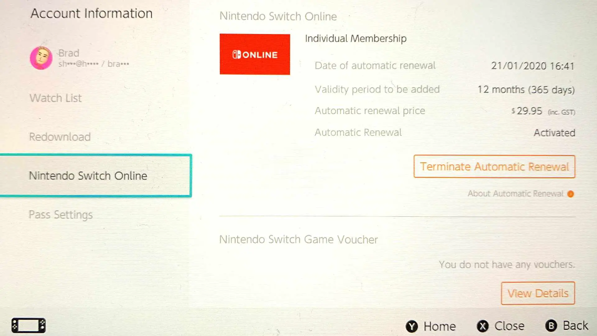 Nintendo eShop no console de videogame Nintendo Switch.