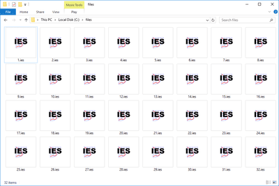 Captura de tela dos arquivos IES