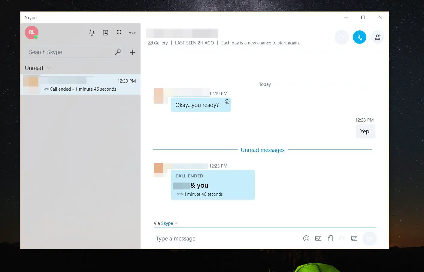Captura de tela do Skype no Windows 10