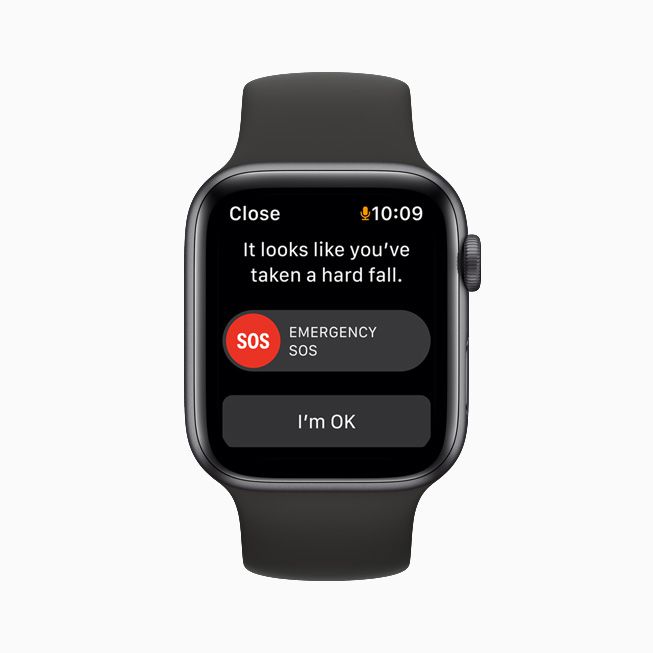Apple Watch 6 mostrando um alerta de queda.