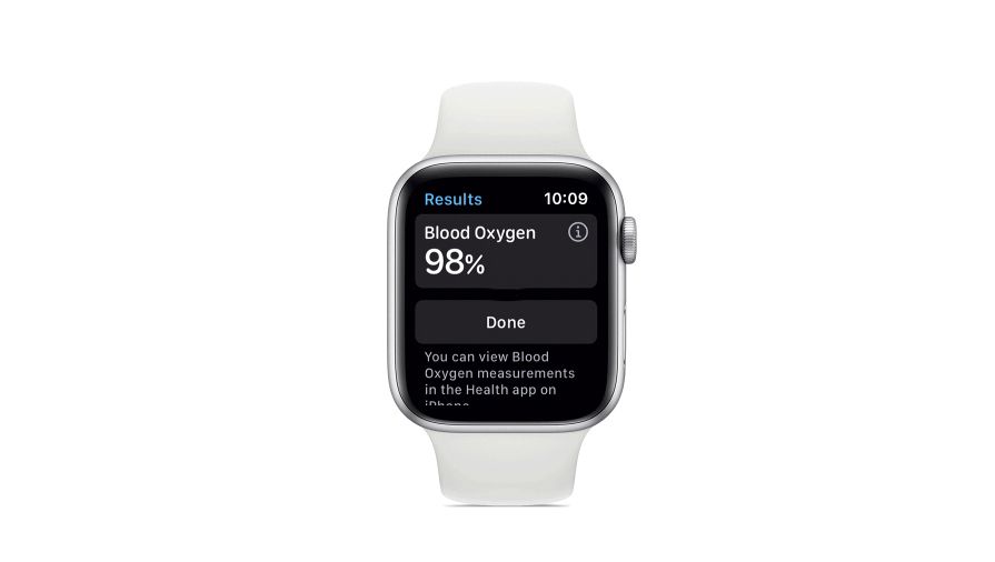 Apple Watch 6 exibindo informações de oxigênio no sangue.
