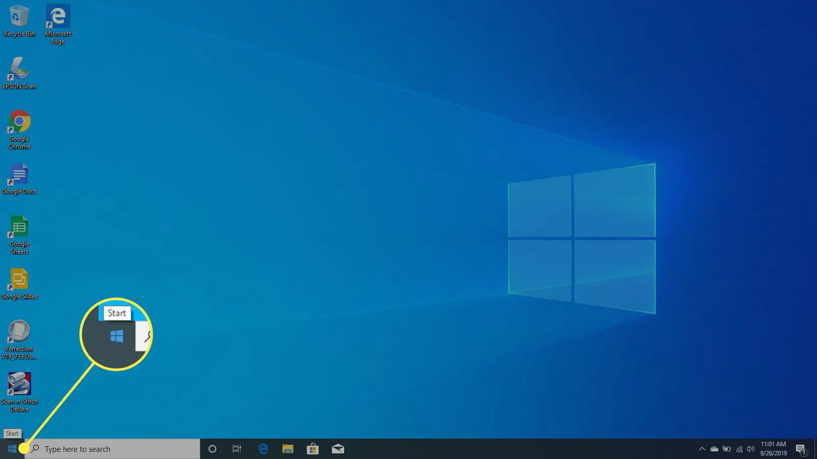O botão Iniciar do Windows 10