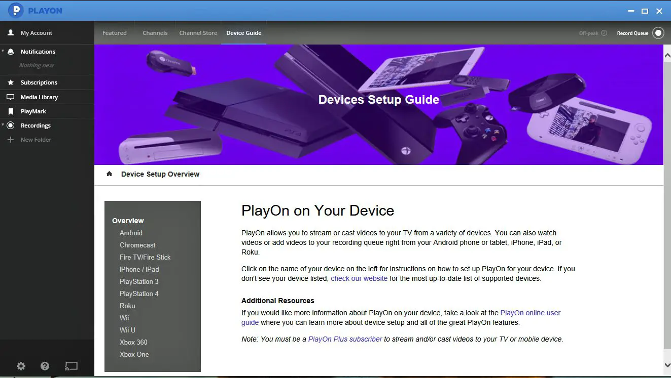 Aplicativo PlayOn Desktop - Dispositivos compatíveis