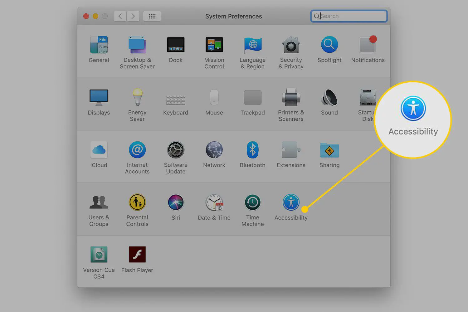Configurações de acessibilidade no Mac