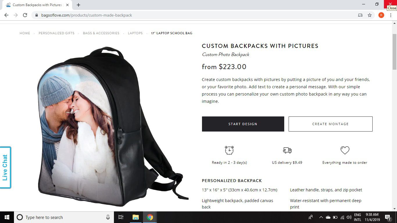 Mochilas personalizadas com fotos da Bags of Love