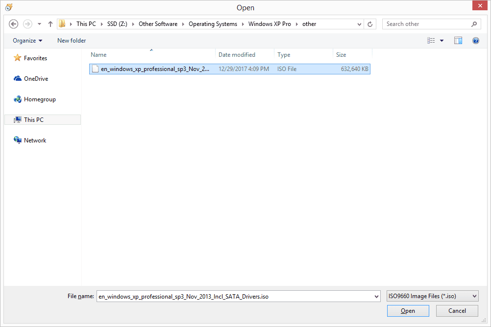 Captura de tela mostrando como procurar um arquivo ISO no Windows 10