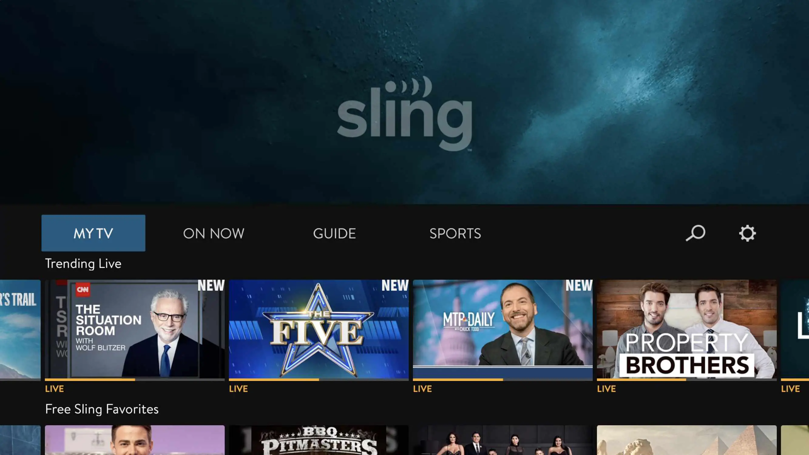 Captura de tela da Sling TV na Apple TV