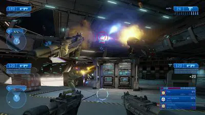 Captura de tela do multijogador em tela dividida em Halo: Master Chief