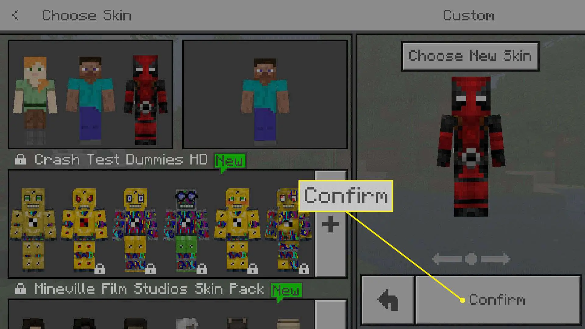 Confirme sua nova skin do Minecraft no celular