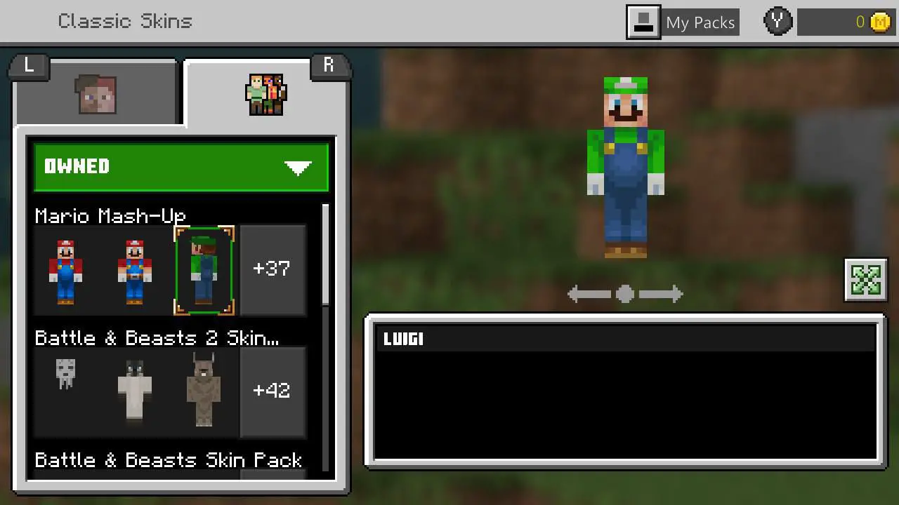 Você pode ver todas as skins no Minecraft na janela Editar personagem