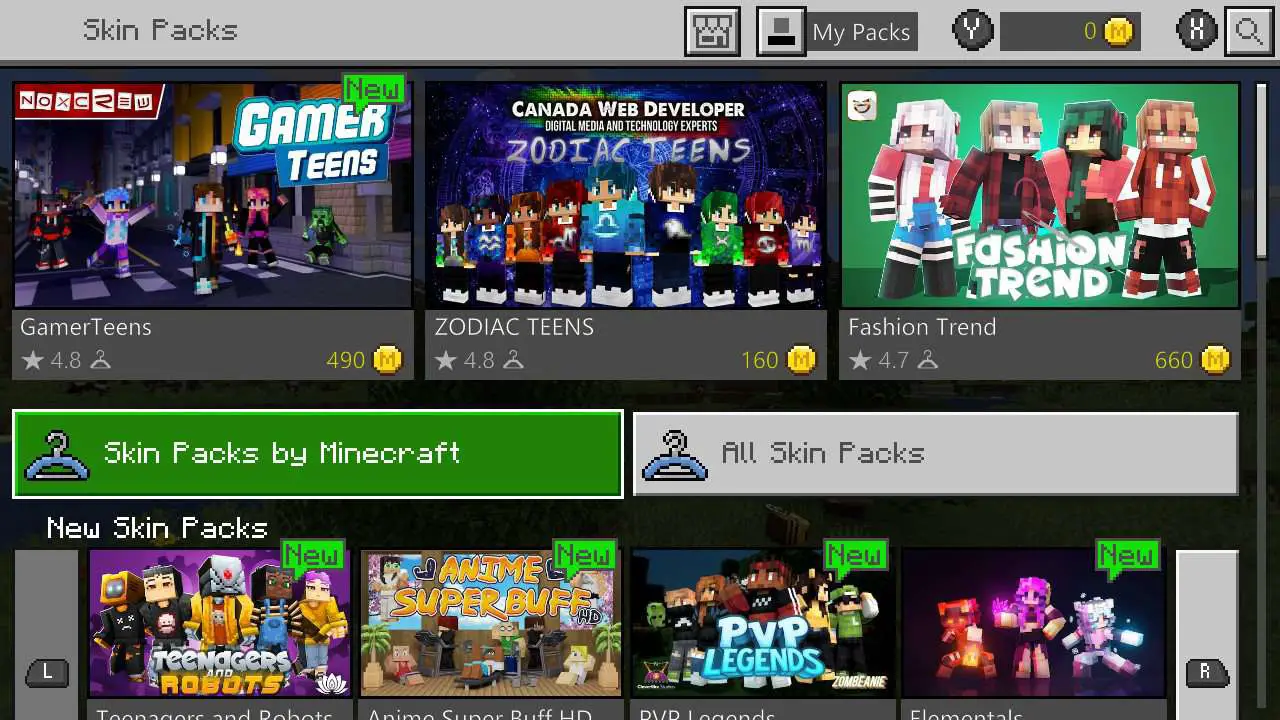 O Minecraft Marketplace tem pacotes de skins da Mojang e de criadores independentes