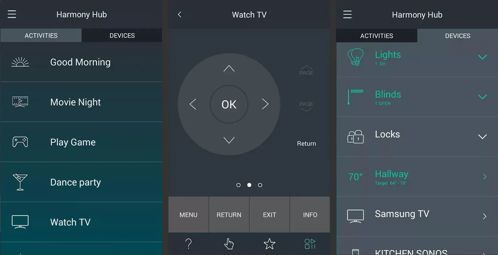 Controle remoto Logitech Harmony para telas Android