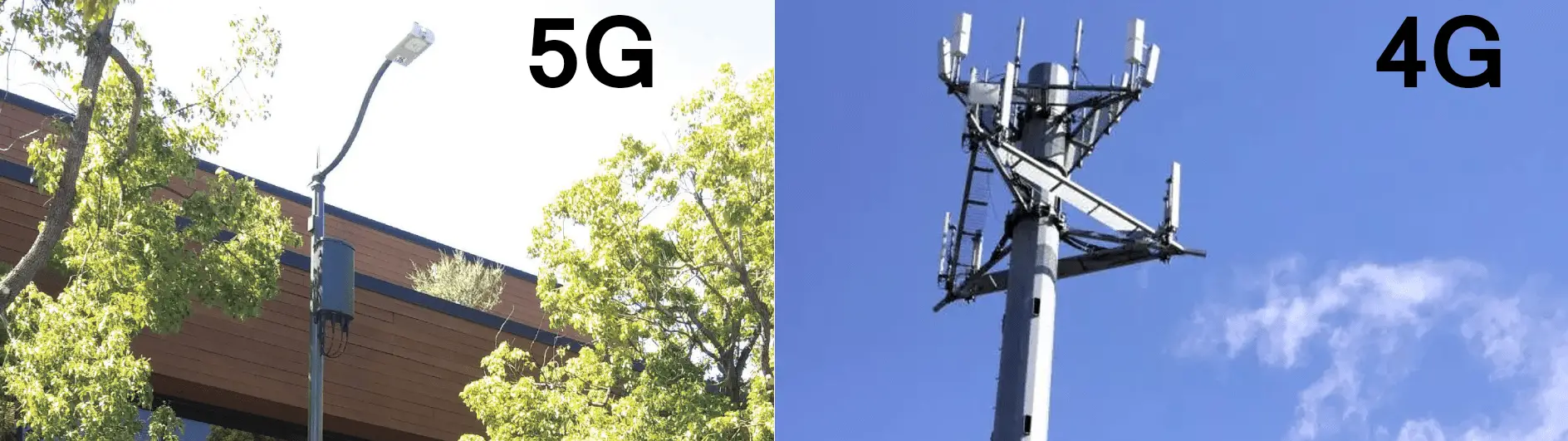 Torre de celular 5G vs 4G