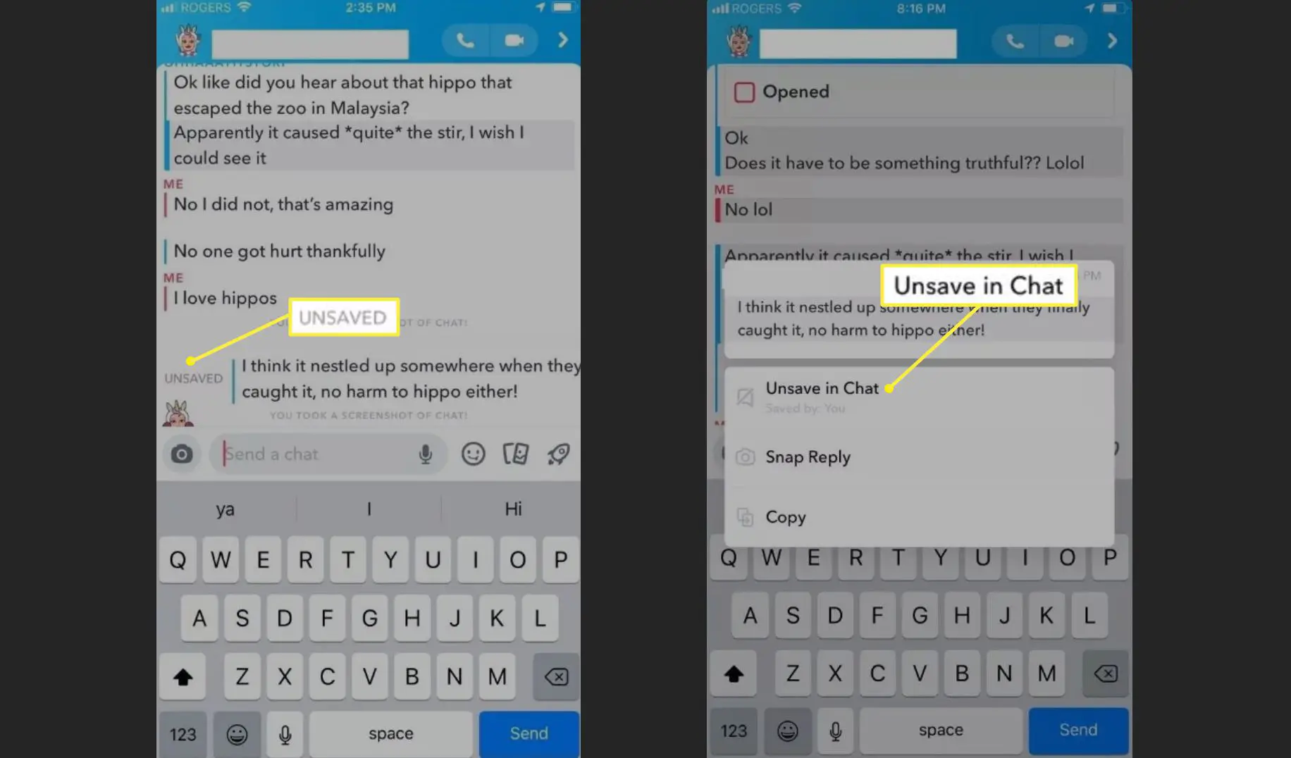 Dois métodos para cancelar o salvamento de uma postagem no Snapchat