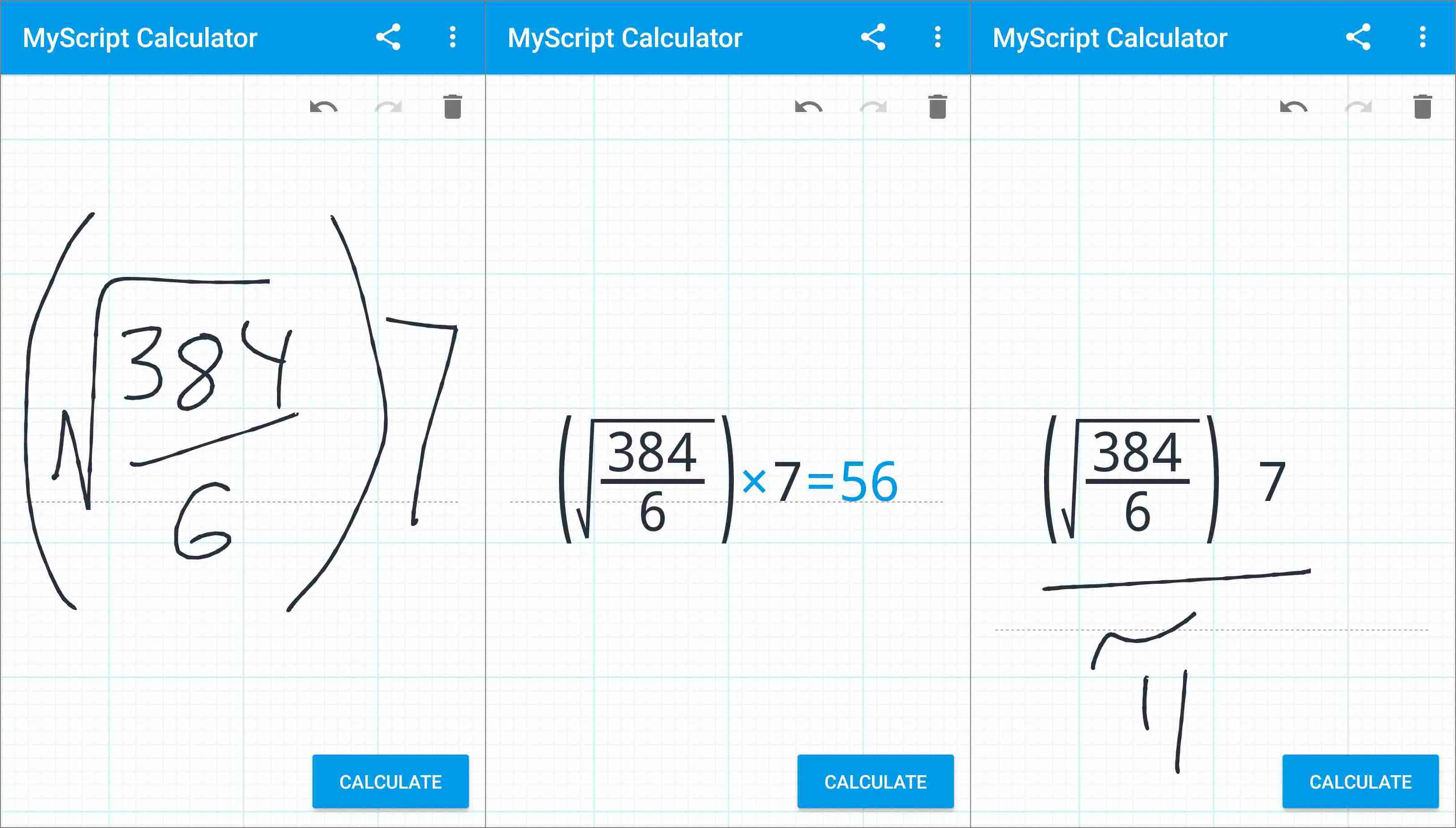 Aplicativo MyScript Calculator para Android