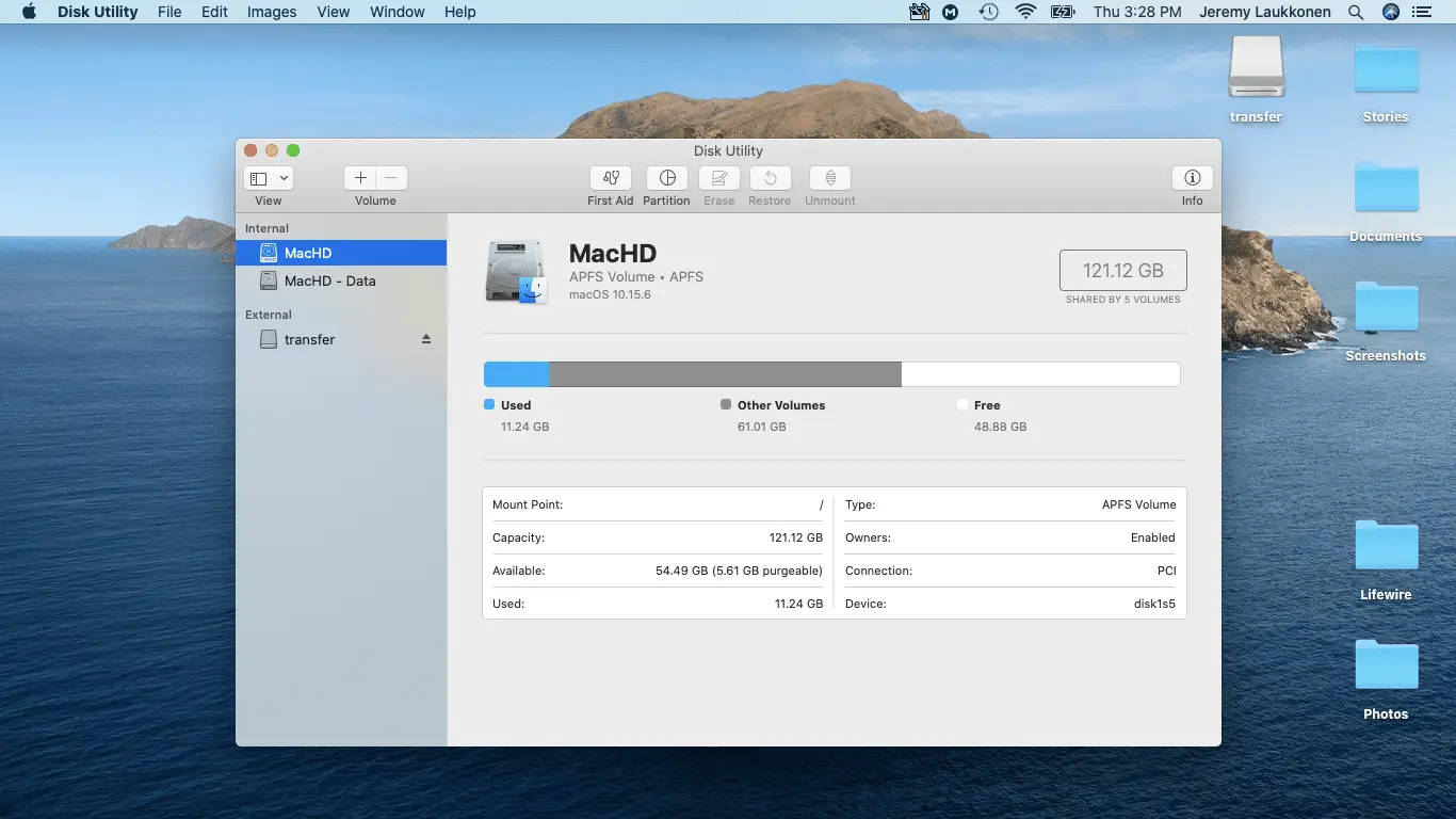 Utilitário de disco do macOS.