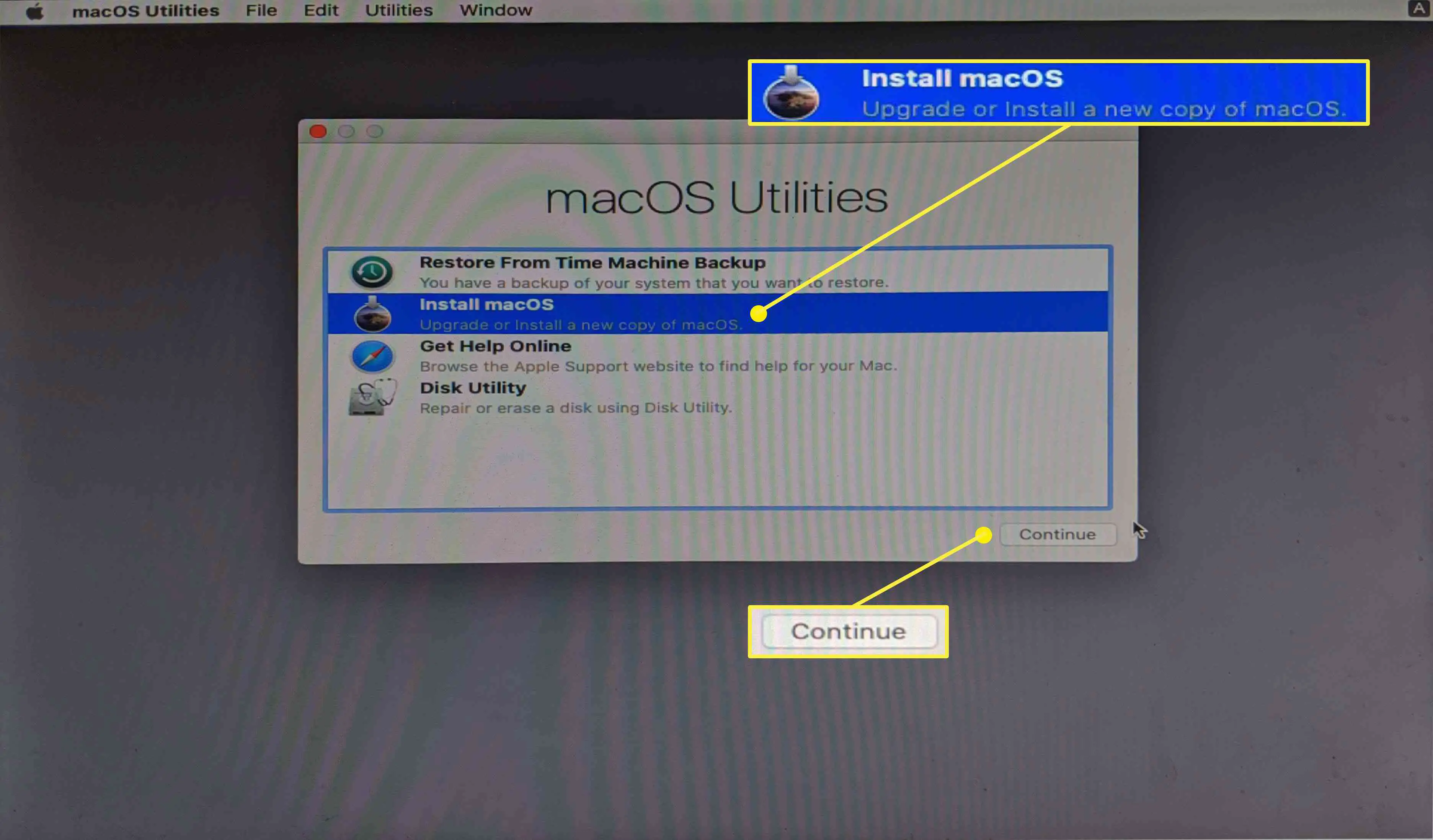 Uma captura de tela dos utilitários do macOS no macOS.