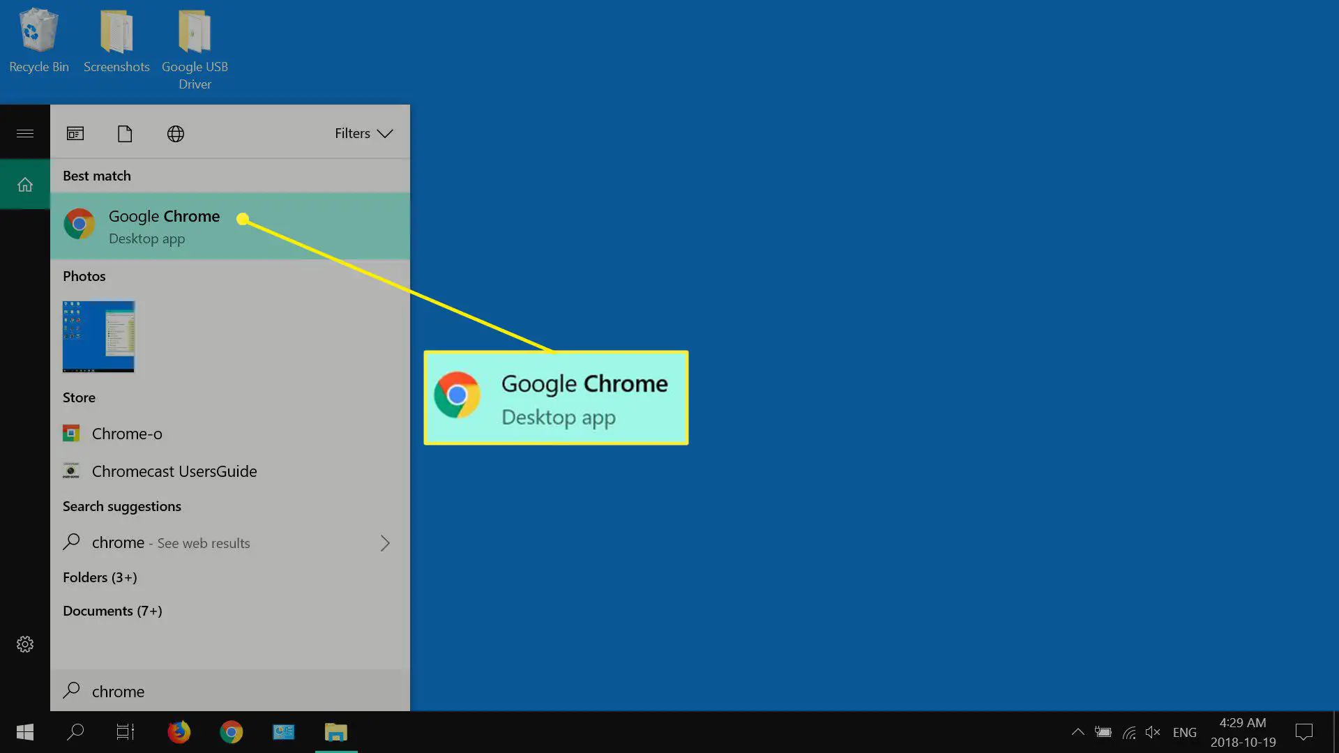 Windows procurando por Google Chrome.