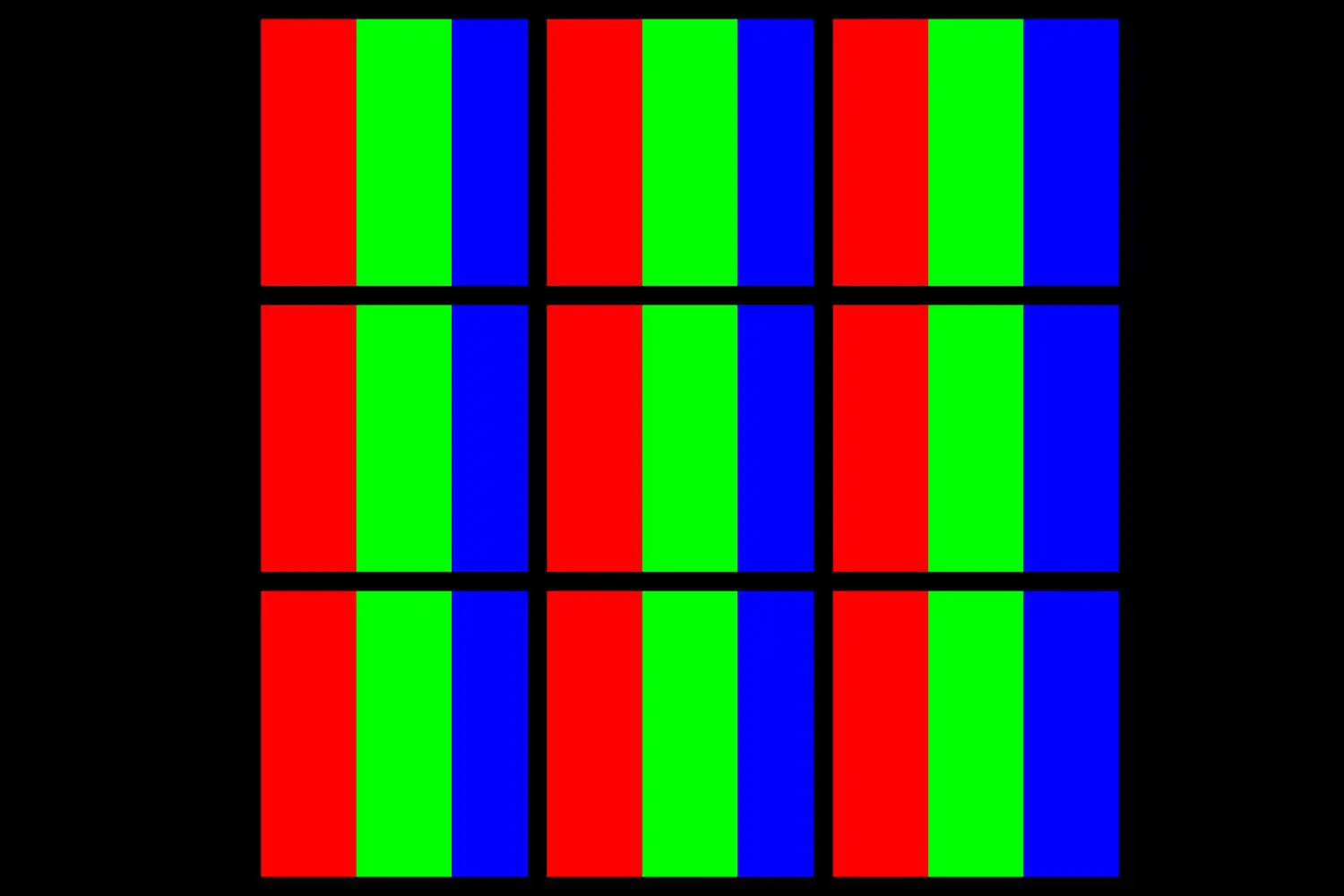 Ilustração de como são os pixels da TV LCD