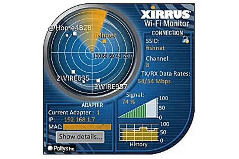Gadget de monitor de Wi-Fi Xirrus para Windows